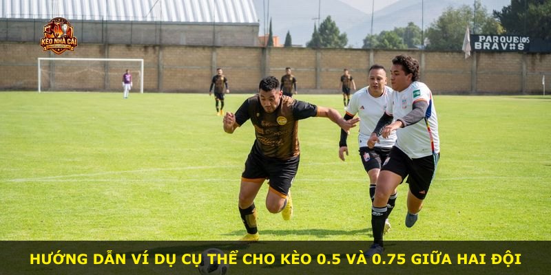 Hướng dẫn ví dụ cụ thể cho kèo 0.5 và 0.75 giữa hai đội